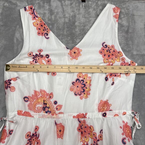 Talbots Women’s Size 12 Cotton Sleeveless V-Neck Maxi Dress Side Tie Paisey NWT - Picture 2 of 7